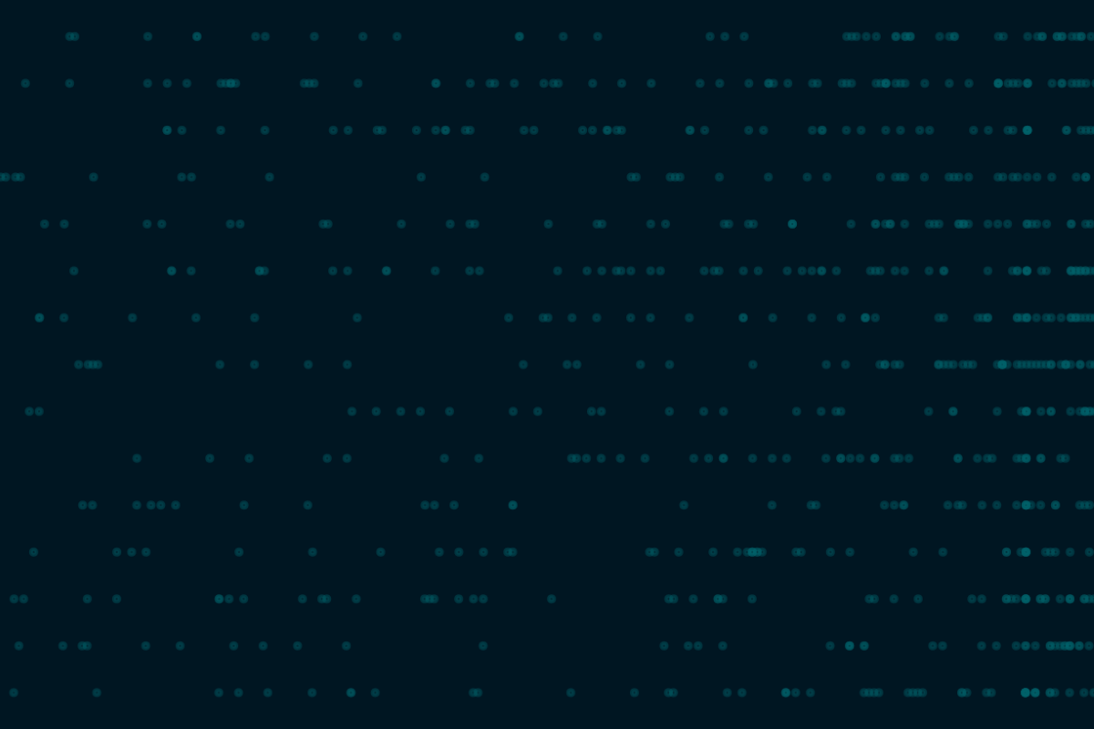 A tinted screenshot of an unlabeled scatter chart, with most data points grouped on the right.