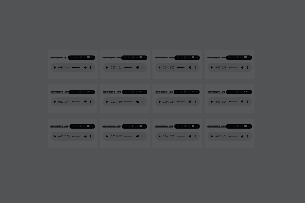 A tinted screenshot of a 4×3 grid of audio players showing various music loops I’ve made.
