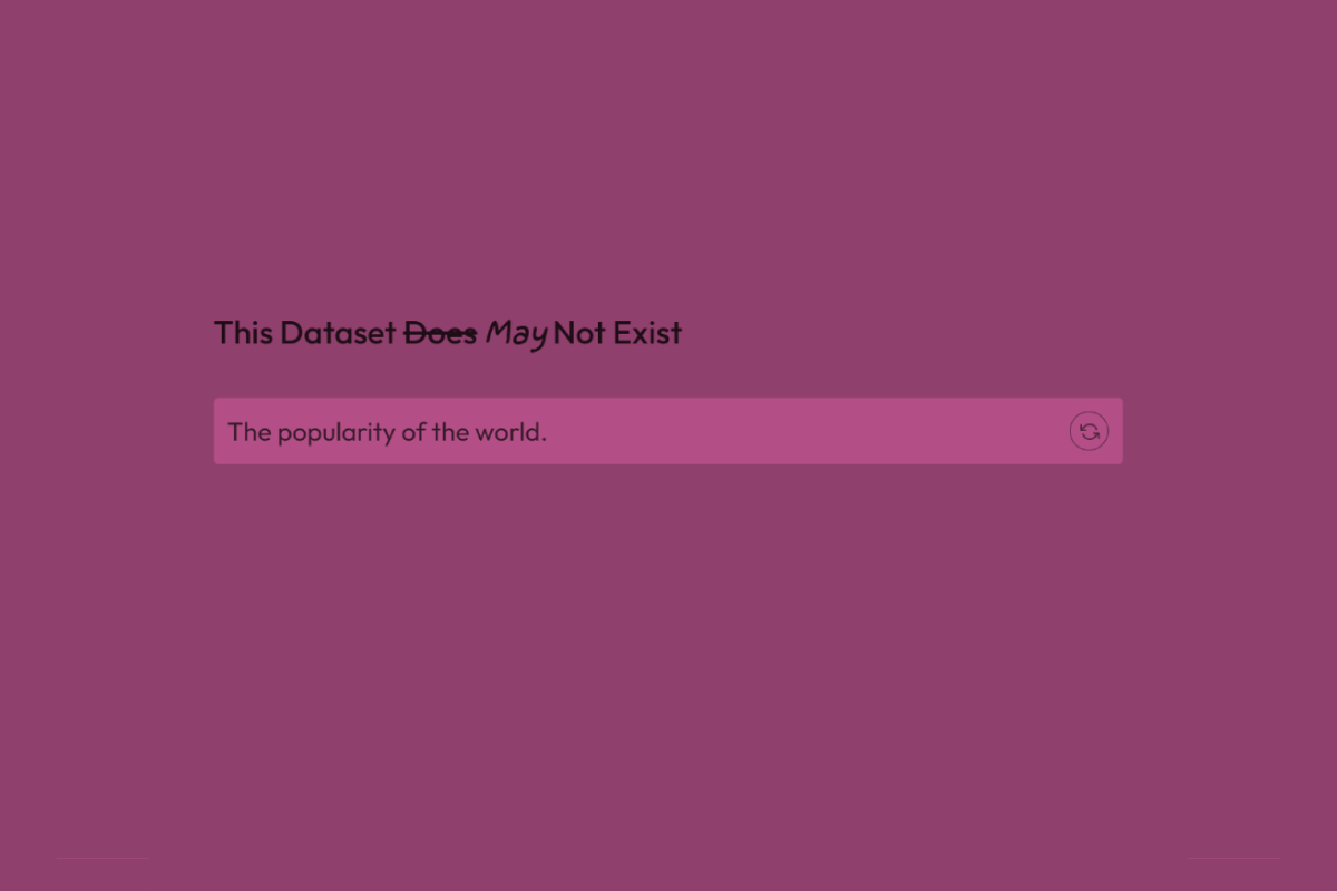 This dataset does (previous word crossed out) May (previous word handwritten) not exist: The popularity of the world.